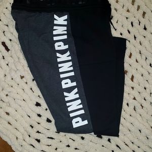 PINK Joggers. Black/Grey. High waisted drawstring waist detail. Like new!